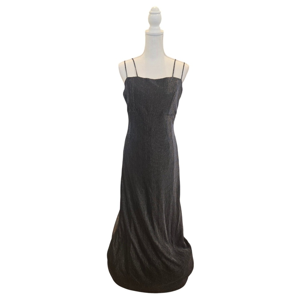 Y2K Vintage Nadine Dress Prom Evening Formal Black Metallic Goth Colorful Medium